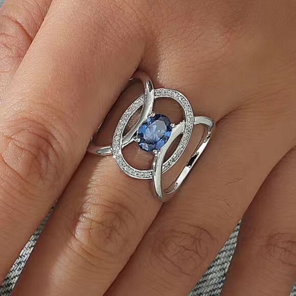 💙Sapphire & Diamond Eternity Band🩵 - Picture 1 of 17